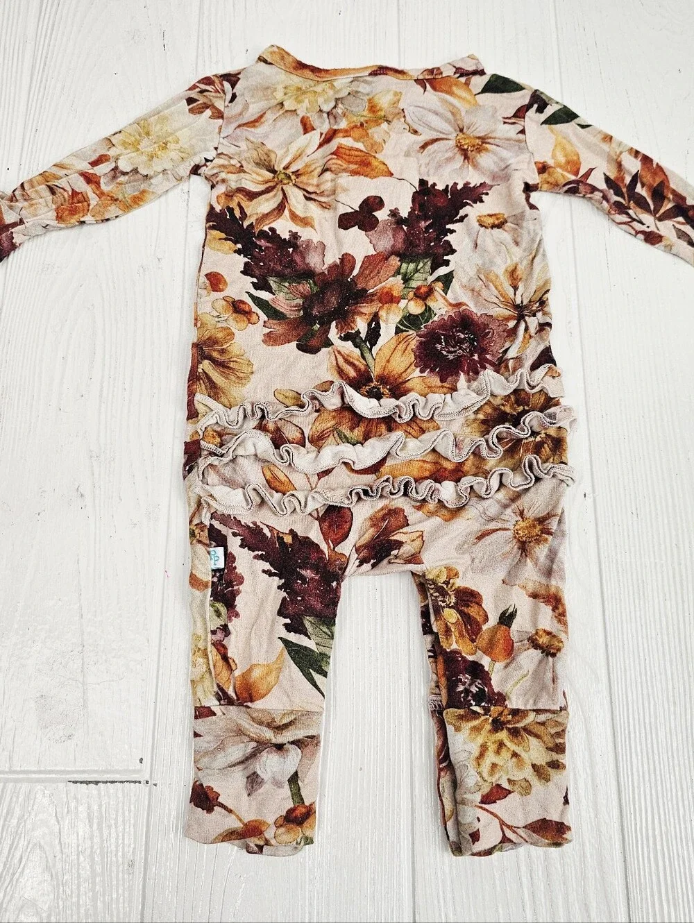 Posh Peanut Fall Floral Ruffle Romper